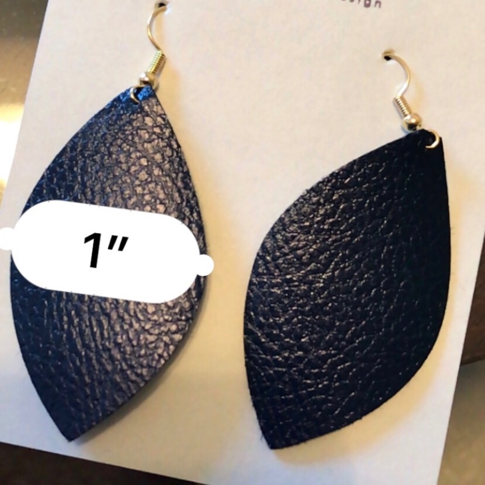 Vegan Leather Earrings - Picture 3 of 4